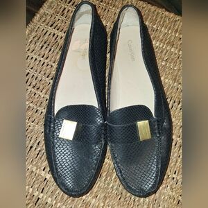 Calvin Klein Black Loafers with Gold Accent